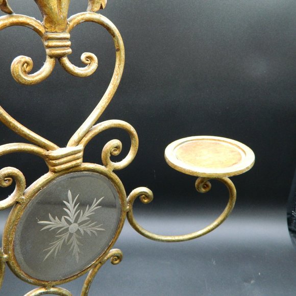 Paris Apartment  Hollywood Regency Antiqued Gold Wall Sconce Candleholder - Picture 4 of 8